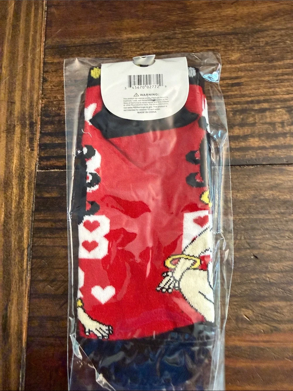 Fashion ‘Betty Boop’ Heart Graphic Ankle Socks in Red, Black, Cream (OS)